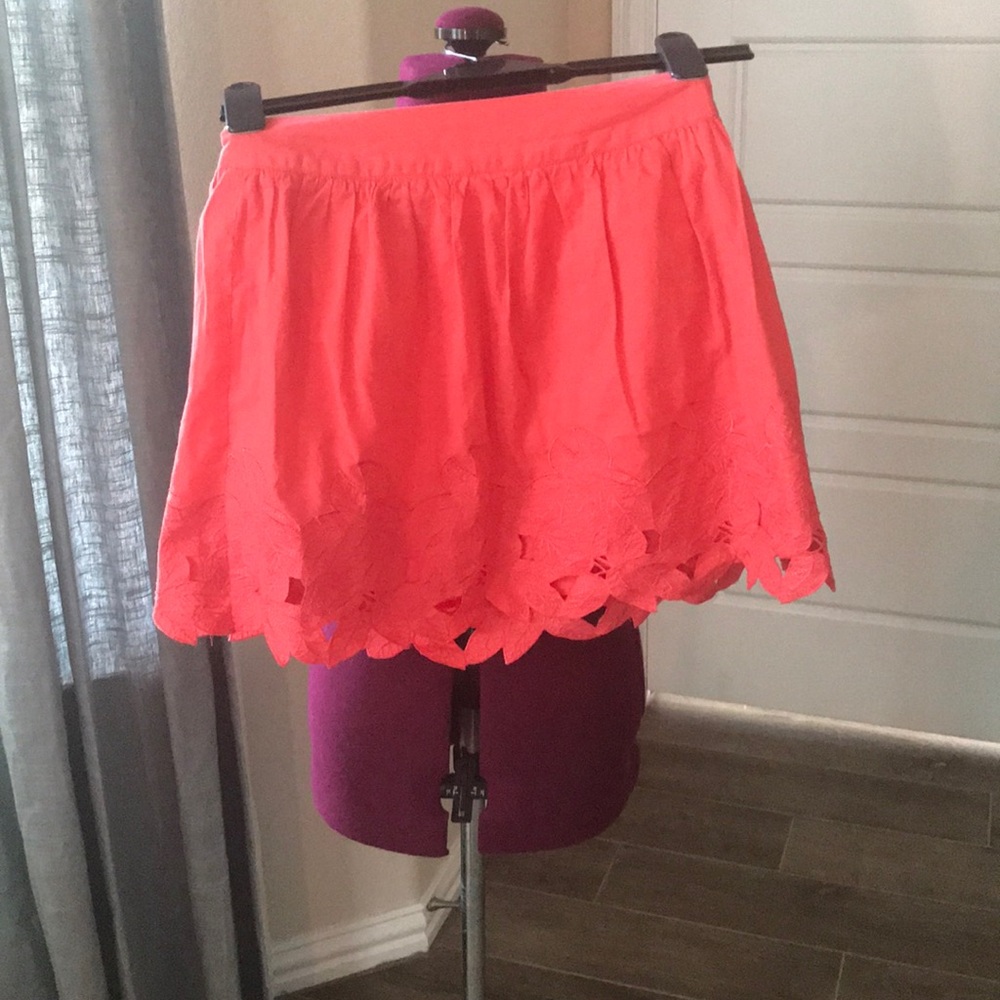 Coral embroidered skirt